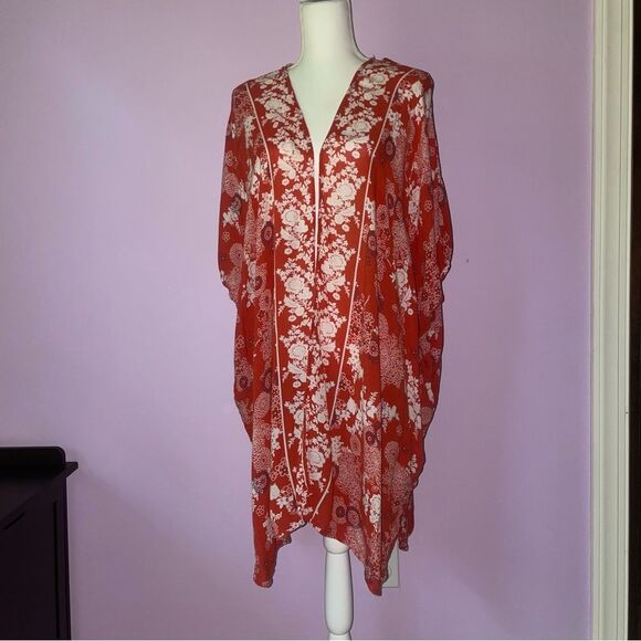 Angie Boho Ruana L Open Front Longline Cardigan Shawl Wrap - Picture 10 of 15